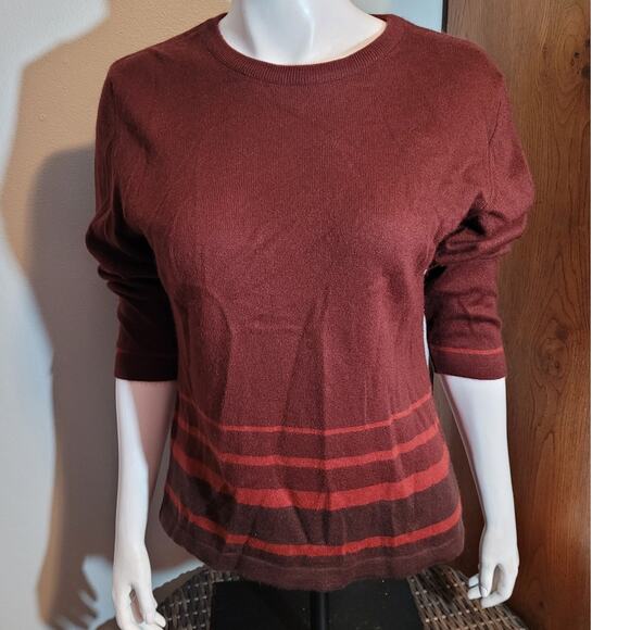 Carolyn Taylor Burgundy Red Striped Knit Sweater Womens Medium Dopamine Dressing - Picture 8 of 9